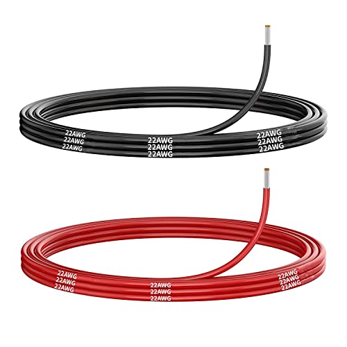 Gebildet 22 AWG/0,3mm² Cable Eléctrico 10 Metros [Negro 5 Metros+ Rojo 5 Metros] Calibre 22 Conexión Suave y Flexible Libre de Oxígeno, Hebras Alambre de Cobre Estañado