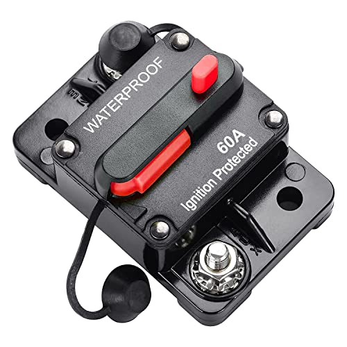 Gebildet Disyuntor de 60 Amperios con Reinicio Manual Inversor de Fusibles en Línea Impermeable para Motores Marinos de Arrastre Barco ATV Alimentación Manual 12V-42VDC (60A)