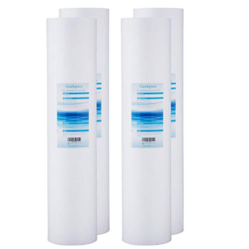 Geekpure Cartucho de filtro de sedimento de polipropileno PP de 20 pulgadas para sistema de filtro de agua de toda la casa - 4,5 pulgadas x 20 pulgadas - 5 micrón