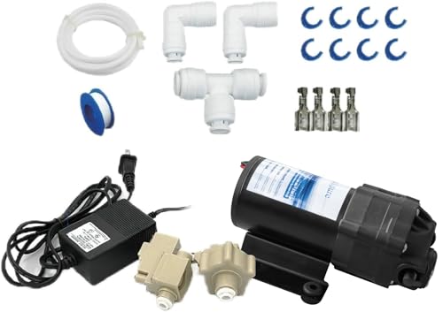 Geekpure Kit de bomba refuerzo ósmosis inversa con transformador + interruptores de alta y baja presión + accesorios para sistema RO