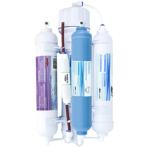 Geekpure Sistema de filtro de agua de ósmosis inversa portátil para encimera de acuario de 4 etapas con filtro DI-100GPD