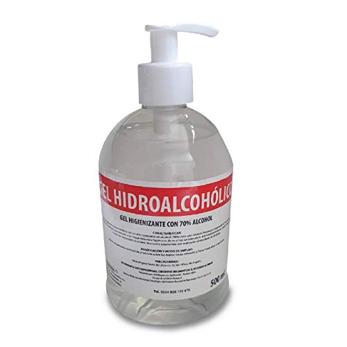 Gel Hidroalcohólico 500 ml con dosificador 70% Alcohol, Fabricado en España