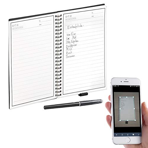 General Office Cuadernos de anillas - Electrónico Cuaderno: Cuaderno reutilizable con bolígrafo negro y aplicación, DIN A5 (Cuaderno reescribible, Digital Cuaderno, Reutilizable bloc)