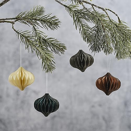 Ginger Ray Paquete de 4 Decoraciones Colgantes para árbol de Navidad en Forma de Panal de Abeja de Papel 3D