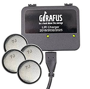 Girafus Cargador de Batería para Pila Botón Recargable LIR 2032/2016 / 2025 – 4 Baterías LIR2032 3.7V Incluidas - Universal: Apto para Cualquier USB