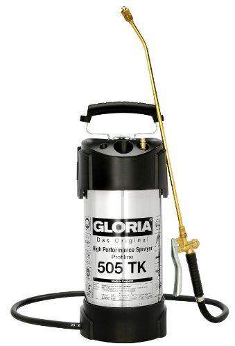 GLORIA 505 TK Profiline, pulverizador a presión de alto rendimiento de 5L | Pulverizador profesional de acero oleófugo | con conexión para compresor y manómetro | 6 bares | blanco/negro