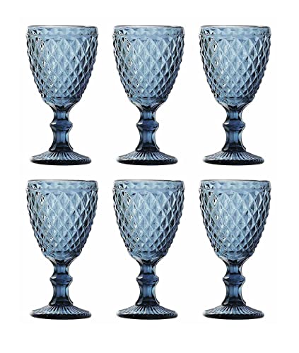GMMH Vintage Parte 6 Juego Malla De Vidrio Rey Copa De Vino Vidrio Vasos Copas De Vino Vaso De Agua Vaso Highball - Azul