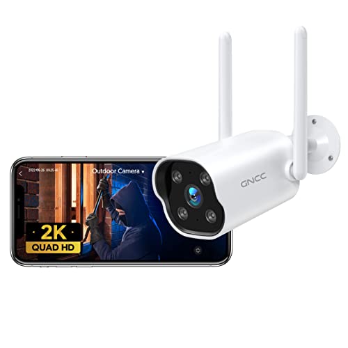 GNCC 2K Camara Vigilancia WiFi Exterior Cámara IP Impermeable con Visión Nocturna, Detección de Movimiento&Sonido Alarma Instantánea, Audio Bidireccional, Compatible con Alexa-T1Pro…