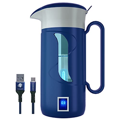 GOSOIT - Jarra de agua dispensadora purificadora con filtro UV, elimina el cloro y varios gérmenes, para uso en oficina, en casa y emergencias, 1500 ml, color verde