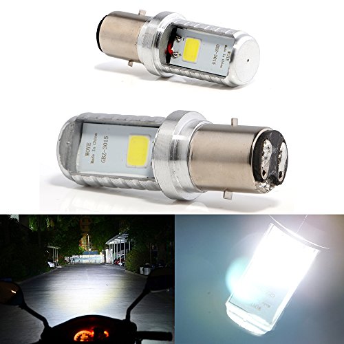 Grandview 2pcs Blanco BA20D Motocicleta Faros Delanteros H616 de Haz Alto/Bajo COB Motocicleta LED Bombillas de Los Faros(DC 9-80V)