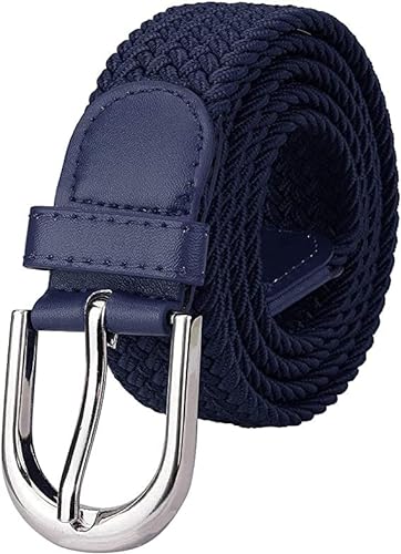 GREAT AIGOO Cinturón trenzado extensible y elástico para hombres y mujeres, para Vaqueros, Cintura Ajustable Medida 110x3CM… (AZUL MARINO)