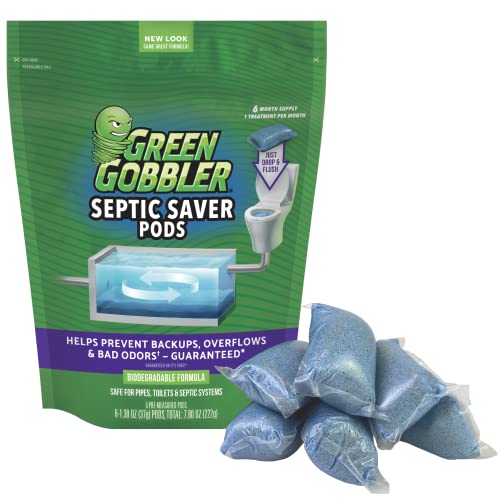 Green Gobbler Las bacterias Saver SÉPTICOS enzimáticos Pacs - 6 Meses de Tanque séptico Suministro 7,8 oz Green