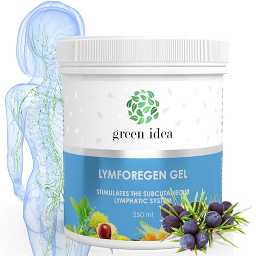 green idea - Gel de linfática - Estimula el sistema linfático con 15 hierbas y aceites esenciales - Regeneración efectiva - Apoya el drenaje linfático - Fórmula activa de hierbas de 250 ml