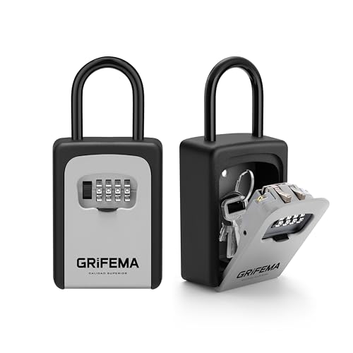 GRIFEMA GA1004 Caja de Seguridad para Llaves, Caja de Cerradura, Armarios de llaves con Gancho, Gris