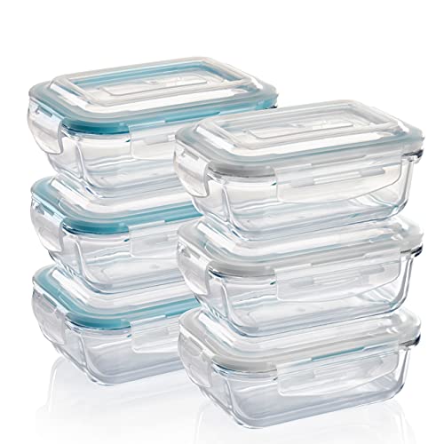 GRIZZLY Contenedores de Almacenamiento de Vidrio para Alimentos - 6 x 370 ml rectangular