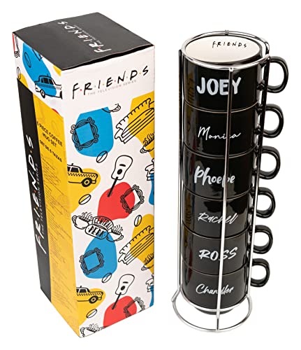 Grupo Erik Juego de tazas de café Friends con soporte - 6 tazas originales de porcelana - 150 ml - Friends merchandising - Producto con licencia oficial (STAZ001)