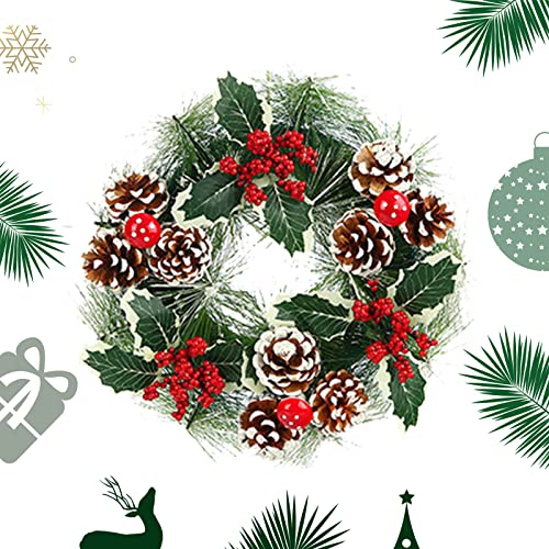 Guirnalda de Navidad ZHSIHAI Corona de Puerta de Navidad Adorno Colgante Árbol de Corona de Navidad Colgante Artificial Guirnalda Flor Colgante Adornos Navidad Fiesta Regalo 30CM (A)