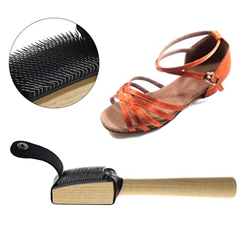 GuoQiao Cepillo de alambre para zapatos de ballet cubierta protectora de poliuretano mango de madera suela de gamuza salsa latina cepillos de limpieza de zapatos de baile 1# madera + acero inoxidable
