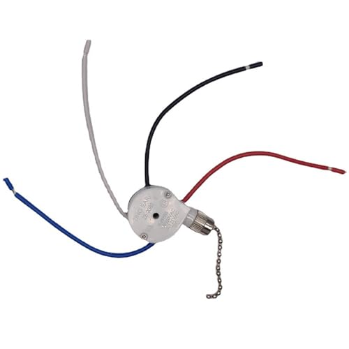 GuoQiao Interruptores de Ventilador de Techo Zings Ear ZE-208s con 4 Cables preinstalados Interruptores de Cadena de tracción de 3 velocidades y 4 Cables Interruptores de luz de Ventilador ABS