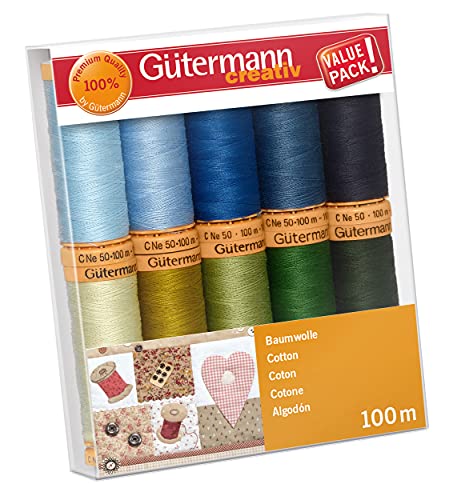 Gütermann creativ Set hilo de coser con 10 bobinas de hilo de algodón 100 m en colores diferentes