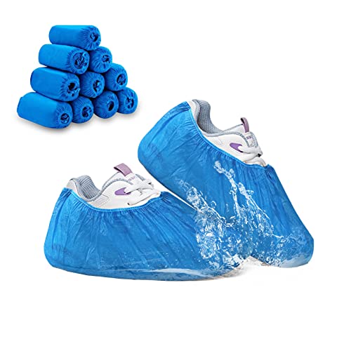 Gvolatee 100 Piezas Cubrezapatos Desechables Azul, Antideslizantes Impermeable Cubre Zapatos, Patucos Desechables Sanitarios para Enfermería, Hotelería, Fábricas, Construcción, Protege Alfombras