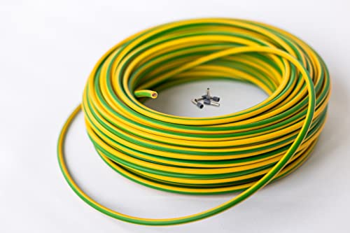 H07V-K - Cable de toma de tierra (4 mm², flexible, incluye 5 casquillos finos), color verde y amarillo
