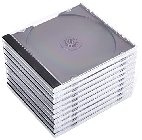 Hama 44746 Estuche estándar para CD, paquete de 10, transparente/negro
