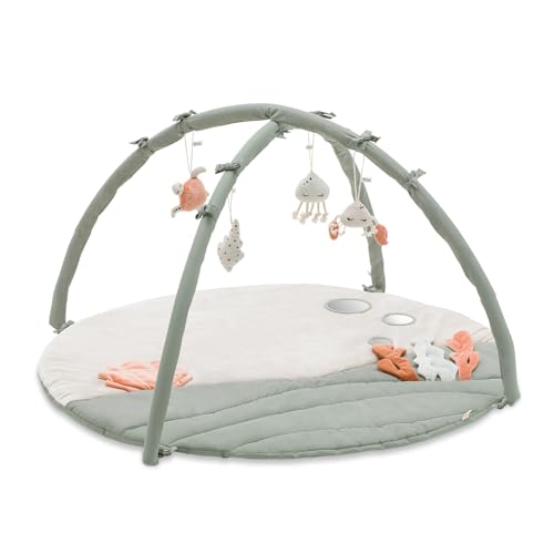 hauck Parque Infantil Bebe Relax N Watch con Arco de Actividades, Gimnasio Bebe Montessori, Manta Actividades Bebe Plegable con Espejos, Animales, Crujidos, Gris