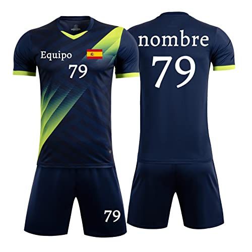 HDSD Camiseta de Fútbol y Pantalón Corto Personalizados-Equipación Fútbol personalizada Niños y Adultos con Nombre, Número, Logotipo del Equipo