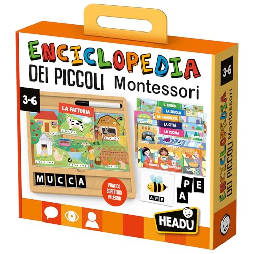 Headu Enciclopedia De Los Pequeños Montessori Escribir Leer Y Conocer Las Palabras It57250 Juego Educativo para Niños 3-6 Años Made In Italy