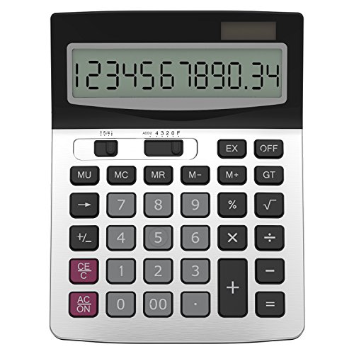 Helect H1006 - Calculadora de Escritorio de 12 dígitos, función estándar de Negocios, calculadora de Escritorio, Plata