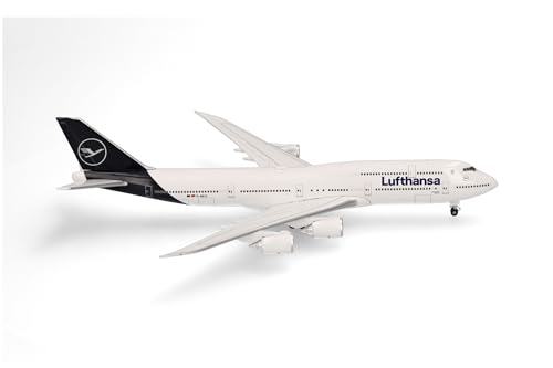 Herpa Miniatura del avión Lufthansa Boeing 747-8 Intercontinental – D-ABYC Sachsen, Escala 1/500, Modelo prefabricado, maqueta de colleción, modelismo, Avion sin Soporte, Figura Metal