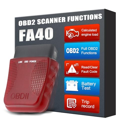 Herramienta de diagnóstico de automóviles inalámbricos para escáneres obd2, adaptadores OBDII para lectores Android de iPhone iOS y aplicación de Prueba de Errores de vehículos (Hermoso Rojo)