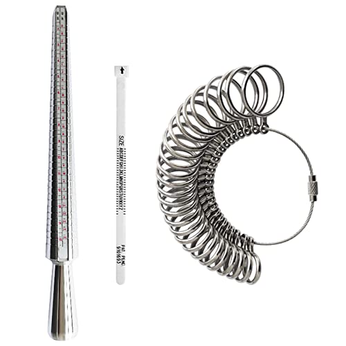 Herramienta de medición de anillos, herramienta de medición de tamaño de anillo del Reino Unido, herramienta de medición de calibre de dedo de metal y aluminio, kit de herramientas de medición de