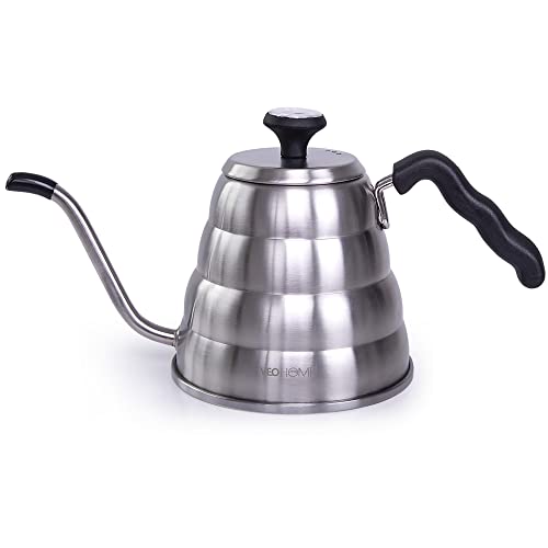 Hervidor de agua de acero inoxidable con cuello de cisne compatible gas, inducción, cerámica para preparar té y café