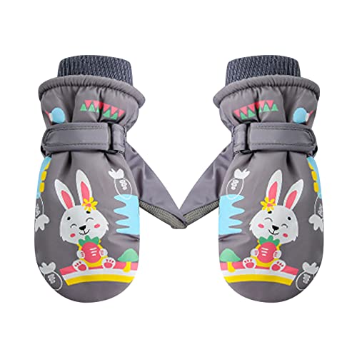 H.eternal Guantes de esquí de Invierno para niños y niñas, Guantes de esquí para Patinaje al Libre, Impermeables, Gruesos y cálidos a de frío Caldera De Hueso De Aceituna (F, M)