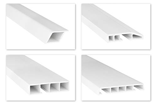 HEXIM Listones de recubrimiento de ventanas/PVC formas especiales - perfiles especiales cámara hueca con bordes biselados y para recortar, opcionalmente - 2 metros por listón (34x16mm, HJ 425)