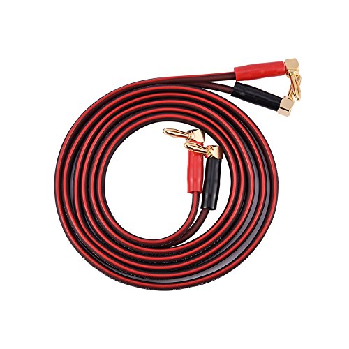 HI-FI Cable de altavoz de cobre puro Ángulo recto Tipo L Conector enchapado en oro Banana Plugs con Cable Rojo y negro Rojo conector banana para el sonido y el altavoz (3M)