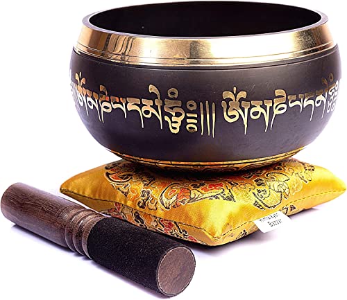 Himalayan Bazaar - Juego de cuenco tibetano cantador, hecho a mano para sonido de meditación, 7 chakras, curativo