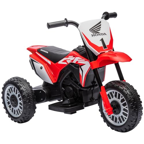 HOMCOM Moto Eléctrica con Licencia Honda CRF450RL para Niños de +18 Meses Motocicleta de Batería 6V con Velocidad 3 km/h Bocina y Sonido de Arranque Carga 25 kg 71x40,5x43,5 cm Rojo