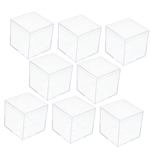 HOMSFOU Caja De Almacenamiento De 8 Uds Contenedores De Plástico Joyero Acrílico Contenedor Transparente Cubos De Plástico Mini Caja De Almacenamiento Contenedores De Cubos