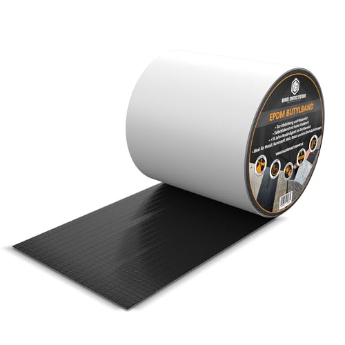 HSS® Cinta de Butilo EPDM reforzada con tejido (10cm x 5m), cinta impermeable, cinta de sellado de alta calidad, cinta de butilo, resistente al envejecimiento, a la corrosión y a los rayos UV