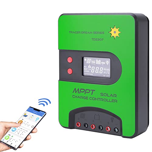 HUGOOME MPPT 75V 30A 12/24V Solar Controlador de Carga/Regulador de Gel Sellado Inundado y Batería de Litio, Bluetooth incorporado con iConnect App para el emparejamiento de teléfonos inteligentes