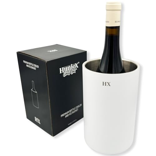 Huniox® Chill Out Enfriador de Botellas de Vino – Cubitera – Enfriador Vino – Hielera – Accesorios Vino – Cubiteras para Botellas - Enfriador de Botellas – Kit Vino – Cubitera Acero Inoxidable (White)