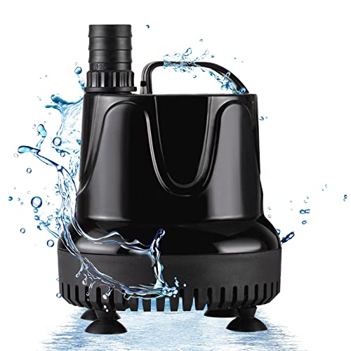 hygger Bomba de Acuario, Mini Bomba de Agua, 2500 l/h 60 W Ultra Silenciosa Bomba de Agua Sumergible Pequeña con 3 Boquillas Para Estanque Acuario Jardín Fuente