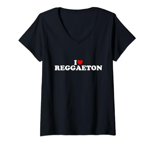 I Love Reggaeton - Corazón Camiseta Cuello V