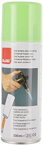 Ibili Gas butano Azul-Universal-Apto para mecheros y sopletes de Cocina-Respetuoso con la Capa de ozono-200 ml, Stainless Steel