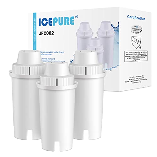 ICEPURE Filtro de agua para jarra de repuesto para filtro de agua estándar Brita®, jarras y dispensadores Brita®, Classic OB03, Everyday, UltraMax, Metro+, XL, Mavea® 107007 35557 y más, certificado