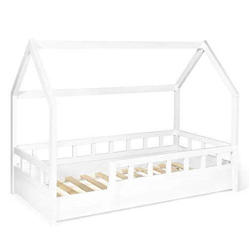 IDMarket – Cama cabaña 80 x 160 cm, color blanco