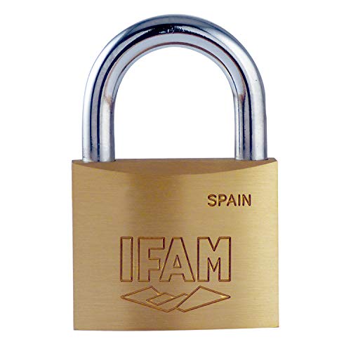 IFAM Candado Serie K, Modelo K30, Arco Normal, 30mm, De Latón, Con Llave, Apto para Interiores y Exteriores, Para taquillas de Gimnasio, Puertas, Armarios, Cajones, Maletas o Mochilas